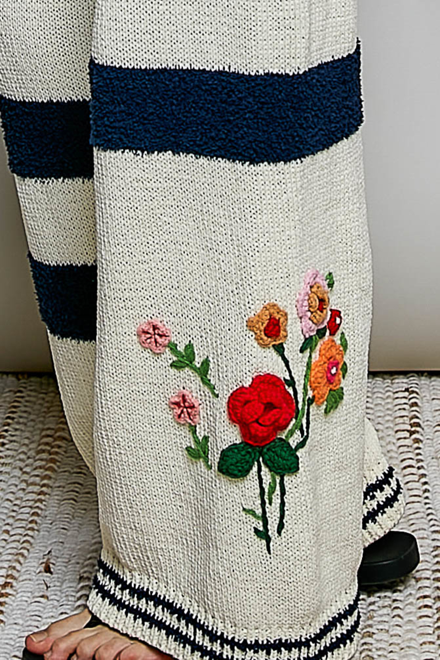 P1 | Pol Chenille Sweater Pants & Zip Hoodie Set | Floral Crochet | Sizes S-L - Picture 5 of 10